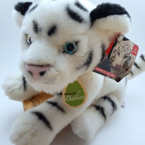 White Tiger Stuffed Aurora Babies 11" Plush Teo Panthera tigris New With Tags - Picture 1 of 11